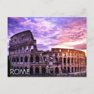 Carte Postale Peinture du Colisée à Rome au coucher du soleil