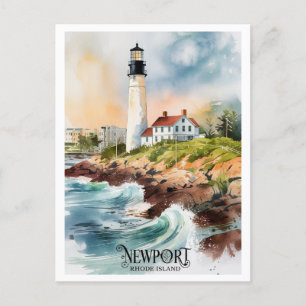 Carte Postale Peinture du phare de Newport, Rhode Island