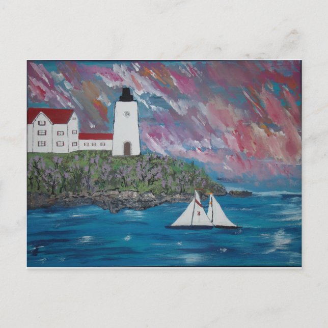 Carte Postale Peinture du phare du Maine (Devant)