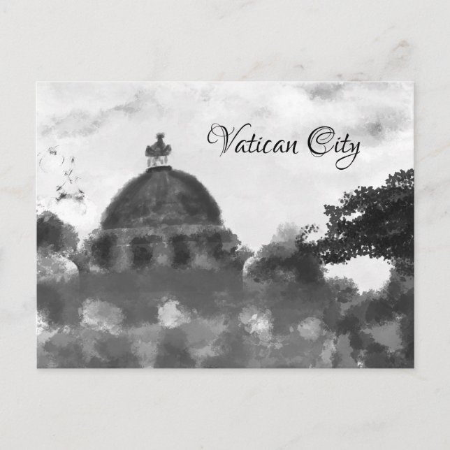 Carte Postale Peinture du Vieux Vatican noir et blanc (Devant)