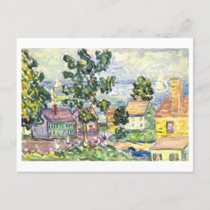 Carte Postale Peinture du village côtier de la Nouvelle-Angleter
