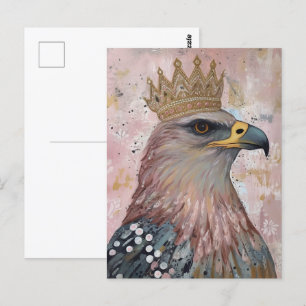 Carte Postale Peinture d'un faucon avec une couronne d'or