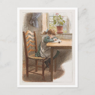 Carte Postale Peinture d'une fille écrivant