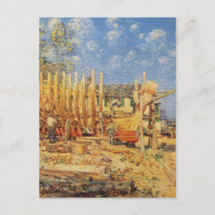 Carte Postale Peinture d'une goélette en construction à Province