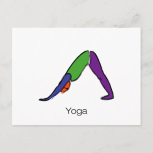 Carte Postale Peinture d'une pose de yoga chien descendant avec 