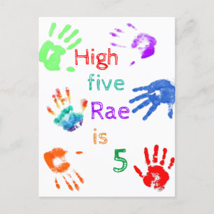 Carte Postale Peinture Empreintes de mains Anniversaire avec nom