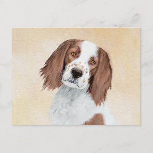 Carte Postale Peinture en Setter rouge et blanc irlandais - Art 