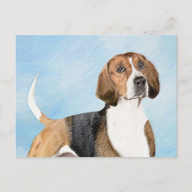 Carte Postale Peinture Foxhound en anglais - Joli art original c (Devant)