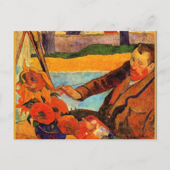 Carte Postale Peinture Gauguin, Van Gogh Peinture Tournesols (Devant)