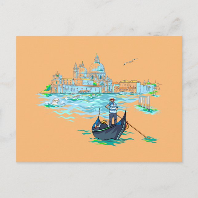 Carte Postale Peinture gondolier de Venise (Devant)