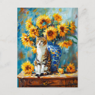 Carte Postale Peinture impressionniste à l'huile de chat par tou