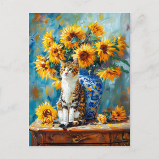 Carte Postale Peinture impressionniste à l'huile de chat par tou