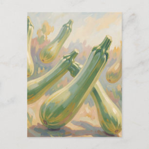 Carte Postale Peinture impressionniste de courgettes vertes fraî