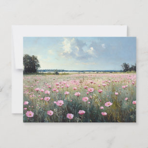Carte Postale Peinture impressionniste Fleur sauvage rose