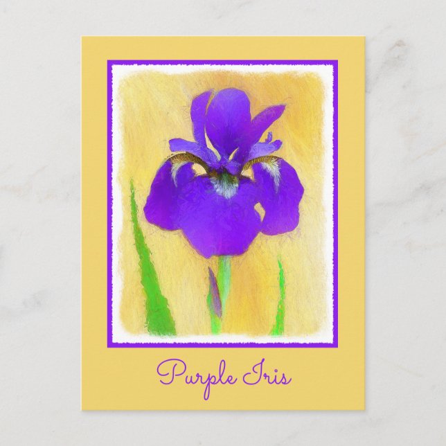 Carte Postale Peinture Iris à pois pourpre - Chien original mign (Devant)
