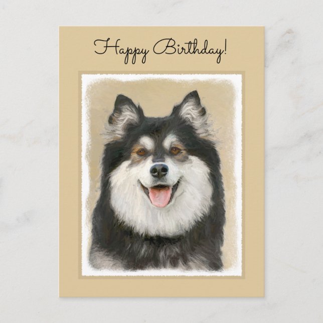 Carte Postale Peinture Lapphund Finlandaise - Joli art original  (Devant)