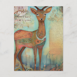 Carte Postale Peinture mixte de cerfs