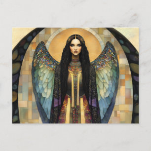 Carte Postale Peinture mosaïque arc-en-ciel sombre de la déesse 