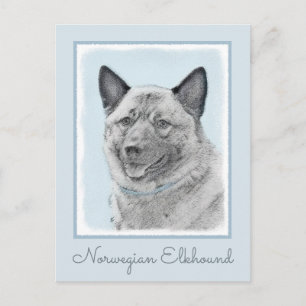 Carte Postale Peinture norvégienne Elkhound - Art original Chien