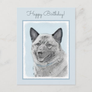 Carte Postale Peinture norvégienne Elkhound - Art original Chien