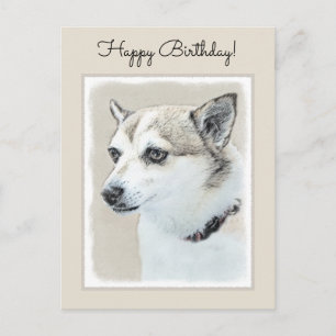 Carte Postale Peinture norvégienne Lundehund - Art original chie
