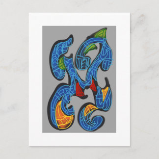 Carte Postale Peinture numérique abstraite de flux tribal
