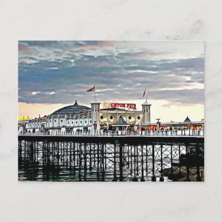 Carte Postale Peinture numérique de Brighton Pier & Sunset