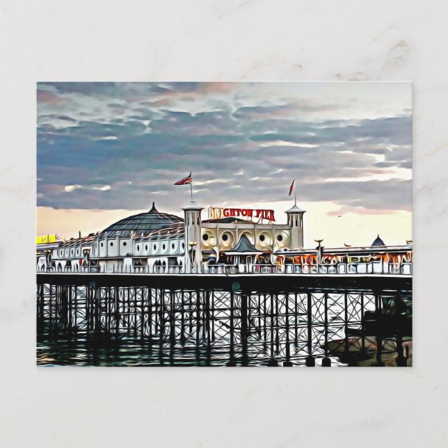 Carte Postale Peinture numérique de Brighton Pier & Sunset (Devant)