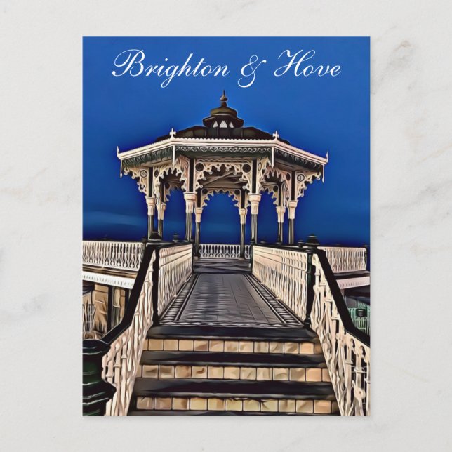 Carte Postale Peinture numérique du kiosque à bandes de Brighton (Devant)