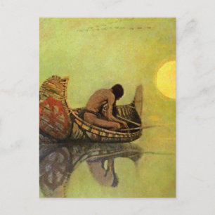 Carte Postale Peinture occidentale de N C Wyeth « Le Pêcheur Sil