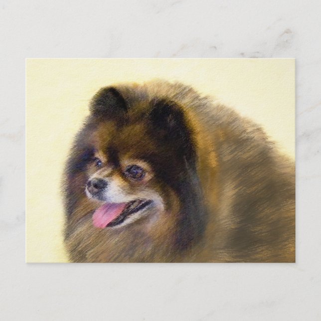 Carte Postale Peinture originale de Poméranie noir et feu - Art  (Devant)
