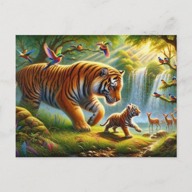 Carte Postale Peinture Paradis Jungle Fantaisiste (Devant)