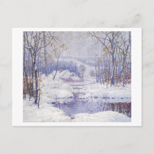 Carte Postale Peinture paysage magique d'hiver (Devant)