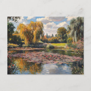 Carte Postale Peinture paysagère de l'arbre à saules et des pale