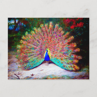 Carte Postale Peinture Peacock vintage