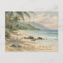 Peinture romantique de la plage de Kauai