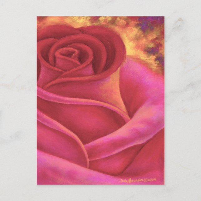 Carte Postale Peinture rose Fleur Art - Multi (Devant)