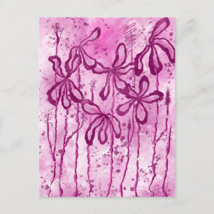 Carte Postale Peinture rose Splatter & Lys