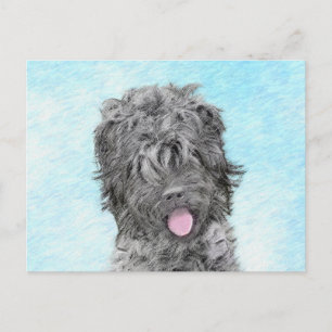 Carte Postale Peinture russe Terrier noir - Chien original migno