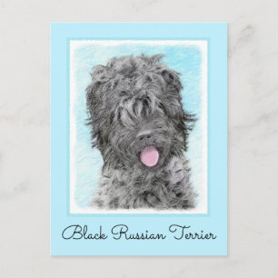 Carte Postale Peinture russe Terrier noir - Chien original migno