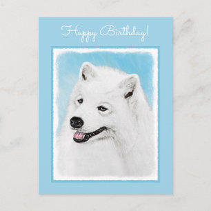 Carte Postale Peinture Samoyed - Cute Original Chien Art