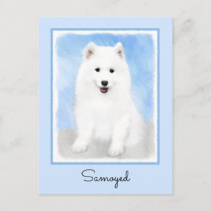 Carte Postale Peinture Samoyed Puppy - Jolie Art Original Chien