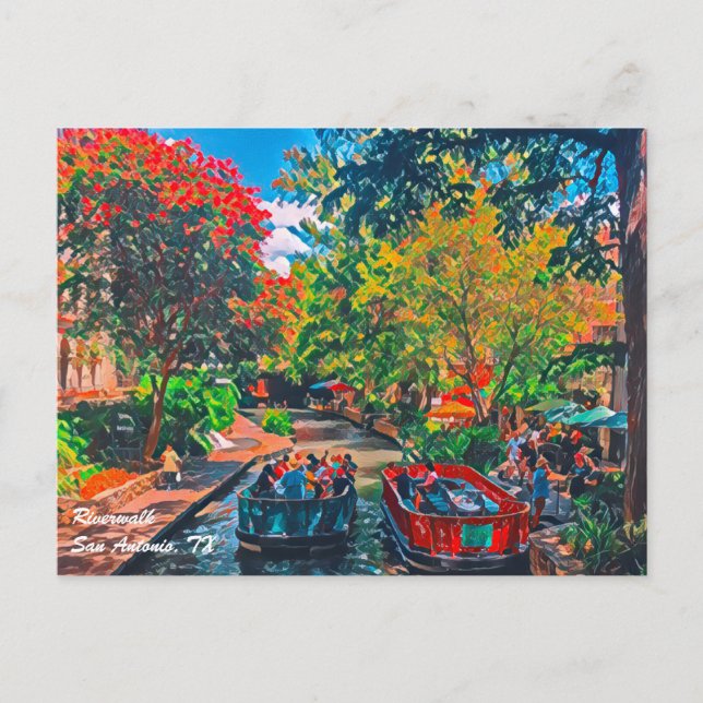 Carte postale Peinture San Antonio Riverwalk (Devant)