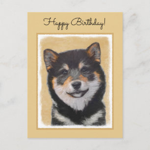 Carte Postale Peinture Shiba Inu (Noir et Tan) - Art Chien