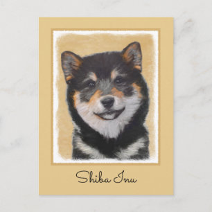 Carte Postale Peinture Shiba Inu (Noir et Tan) - Art Chien