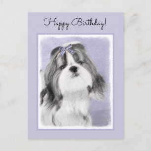Carte Postale Peinture Shih Tzu - Cute Original Chien Art