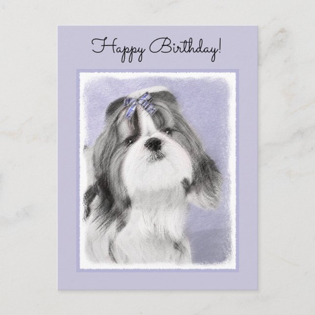 Carte Postale Peinture Shih Tzu - Cute Original Chien Art (Devant)
