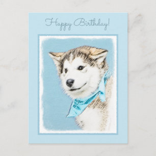 Carte Postale Peinture Sibérienne Husky Puppy - Art Chien origin