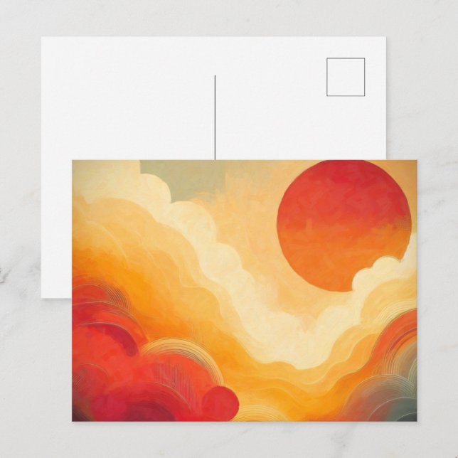 Carte Postale Peinture solaire rouge spectaculaire (Devant / Derrière)