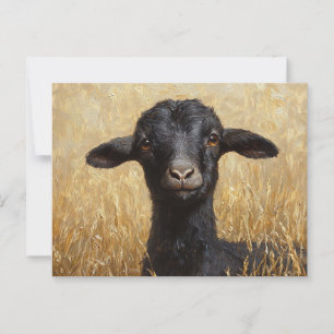 Carte Postale Peinture sur champ de blé de chèvre noire